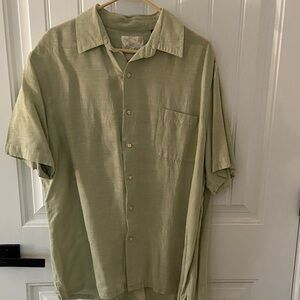 Tasso Elba Olive Silk & Linen Shirt